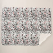 ヴィンテージ雪の木とオーナメントスケッチ シェルパブランケット (正面(横))