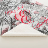 ヴィンテージ雪の木とオーナメントスケッチ シェルパブランケット (3/4)