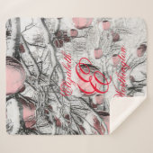 ヴィンテージ雪の木とオーナメントスケッチ シェルパブランケット (正面(横))