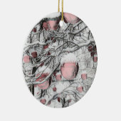 ヴィンテージ雪の木とオーナメントスケッチ セラミックオーナメント (右)