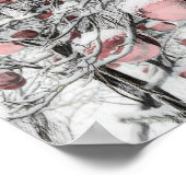 ヴィンテージ雪の木とオーナメントスケッチ ポスター (角)