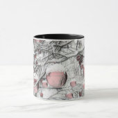 ヴィンテージ雪の木とオーナメントスケッチ マグカップ (中央)