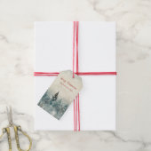 ヴィンテージ雪の松木クリスマス ギフトタグ (より糸付き)