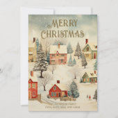ヴィンテージ雪の覆われた村メリークリスマス シーズンカード (正面)