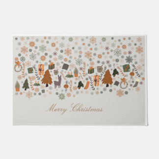 ヴィンテージ雪の降るクリスマス ドアマット
