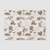 ヴィンテージ雪の鳥とクリスマスの挨拶 薄葉紙 (正面)