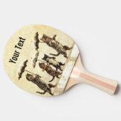 ヴィンテージ雪を踊るストライプのな猫の傘 卓球ラケット (横)