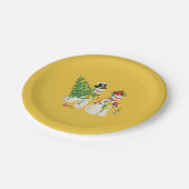 ヴィンテージ雪ピープルクリスマス ペーパープレート (アングル)