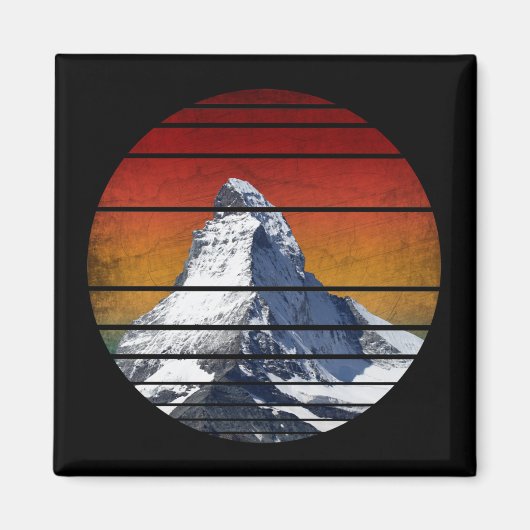 ヴィンテージ雪山ハイキングギフト マグネット (正面)