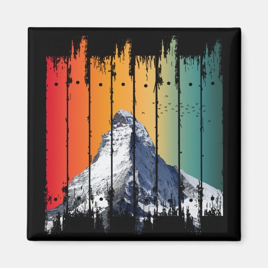 ヴィンテージ雪山登山者ギフト マグネット (正面)