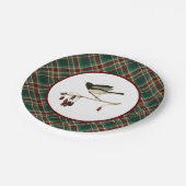 ヴィンテージ雪鳥の格子模様 ペーパープレート (アングル)