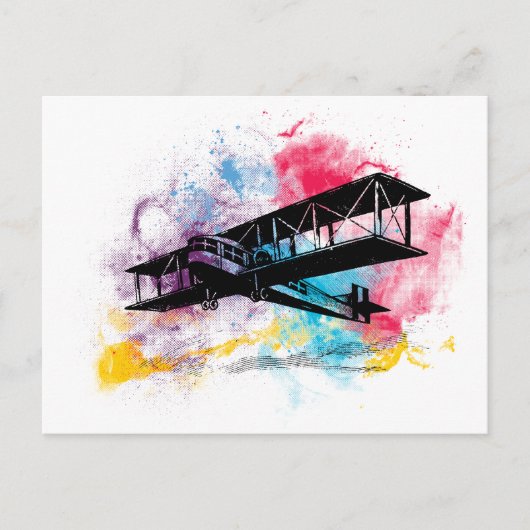 ヴィンテージ雲のあるカラフル ポストカード (正面)