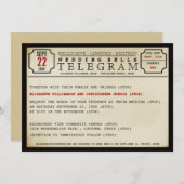 ヴィンテージ電信スタイル結婚式招待状 招待状 (正面/裏面)