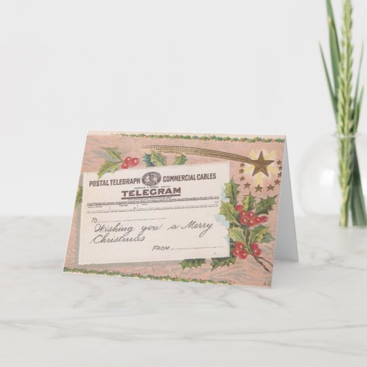 ヴィンテージ電信メリークリスマス シーズンカード (正面)