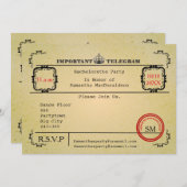 ヴィンテージ電報バチェロレッテ 招待状 (正面/裏面)