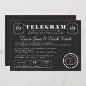 ヴィンテージ電報招待状カード(黒) 招待状 (正面/裏面)