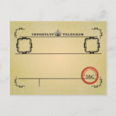 ヴィンテージ電報結婚式の日付を保存 案内ポストカード (裏面)