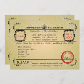 ヴィンテージ電報結婚式 招待状 (正面/裏面)
