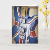 ヴィンテージ電気ギターグリーティングカード カード (黄色い花)