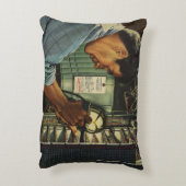 ヴィンテージ電気工事用回路遮断器パネル アクセントクッション (裏面(縦))