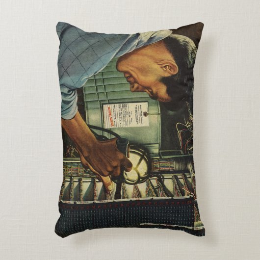 ヴィンテージ電気工事用回路遮断器パネル アクセントクッション (正面(垂直))