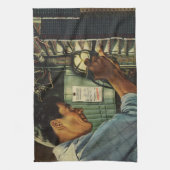 ヴィンテージ電気工事用回路遮断器パネル キッチンタオル (縦)