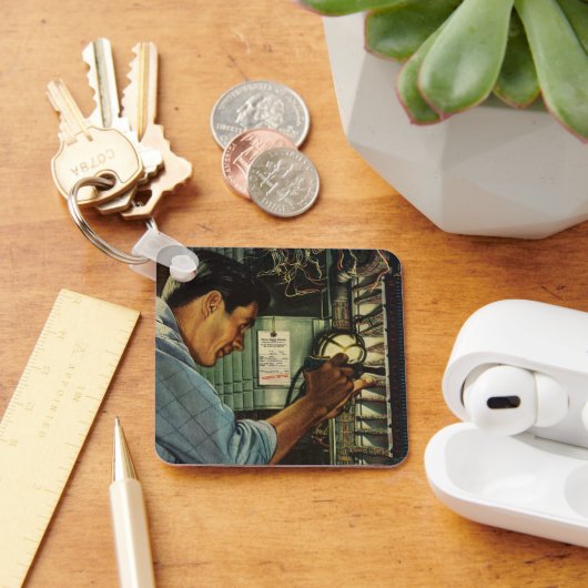 ヴィンテージ電気工事用回路遮断器パネル キーホルダー (デスク)