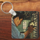 ヴィンテージ電気工事用回路遮断器パネル キーホルダー (正面)