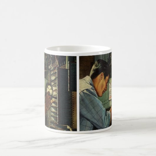 ヴィンテージ電気工事用回路遮断器パネル コーヒーマグカップ (中央)