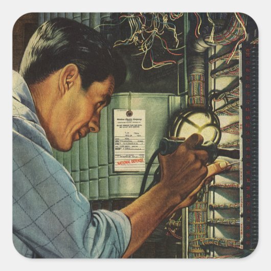 ヴィンテージ電気工事用回路遮断器パネル スクエアシール (正面)