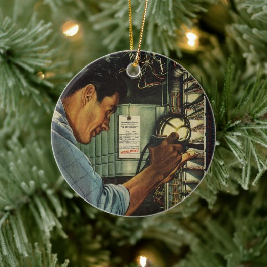 ヴィンテージ電気工事用回路遮断器パネル セラミックオーナメント (ツリー)