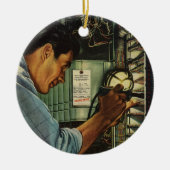 ヴィンテージ電気工事用回路遮断器パネル セラミックオーナメント (正面)