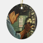 ヴィンテージ電気工事用回路遮断器パネル セラミックオーナメント (左)