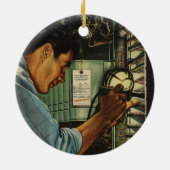 ヴィンテージ電気工事用回路遮断器パネル セラミックオーナメント (裏面)