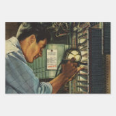 ヴィンテージ電気工事用回路遮断器パネル ラッピングペーパーシート (正面)