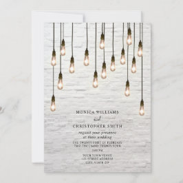 ヴィンテージ電球ホワイトブリック結婚ズ 招待状