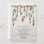 ヴィンテージ電球ホワイトブリック結婚フローラの招待器 招待状 (正面)