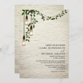 ヴィンテージ電球ボタニカルガーランド結婚ズ 招待状 (正面/裏面)