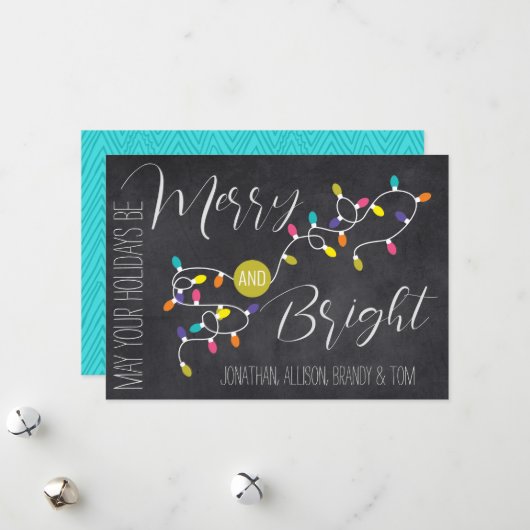 ヴィンテージ電球メリーと明るいクリスマスカード シーズンカード (正面/裏面インサイチュ)