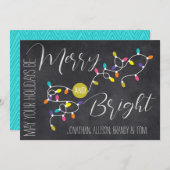 ヴィンテージ電球メリーと明るいクリスマスカード シーズンカード (正面/裏面)