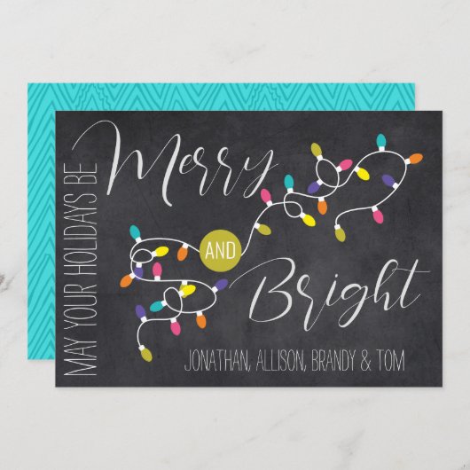 ヴィンテージ電球メリーと明るいクリスマスカード シーズンカード (正面/裏面)