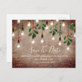 ヴィンテージ電球レンガのクリスマス日付Hを保存 シーズンポストカード (正面/裏面)