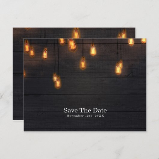 ヴィンテージ電球素朴木日付を保存 案内ポストカード (正面/裏面)