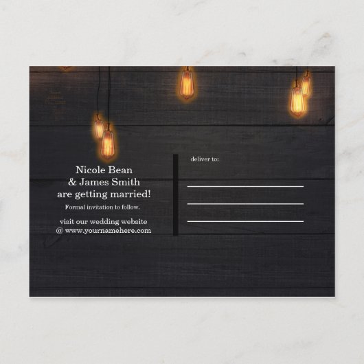 ヴィンテージ電球素朴木日付を保存 案内ポストカード (裏面)