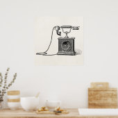 ヴィンテージ電話イラストレーション電話レトロ電話 ポスター (キッチン)