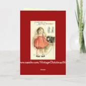 ヴィンテージ電話ガールのクリスマスグリーティングカード シーズンカード (裏面)