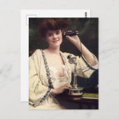 ヴィンテージ電話付き女性 ポストカード (正面/裏面)