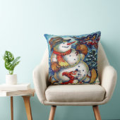 ヴィンテージ霜の降りたと雪だるまクリスマス クッション (椅子)