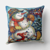 ヴィンテージ霜の降りたと雪だるまクリスマス クッション (裏面)