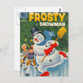 ヴィンテージ霜の降りたオンスケート ポストカード (正面/裏面)